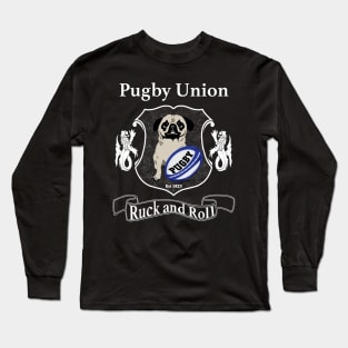 Pugby Union Funny Rugby Pug Design for Dog Lovers Long Sleeve T-Shirt